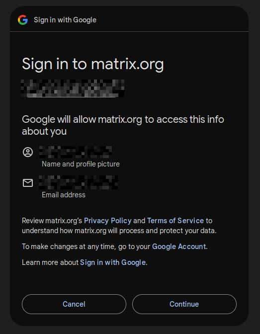Create account with google