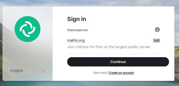 Element Web Welcome Page